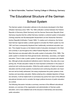 The Educational Structure of the German School System