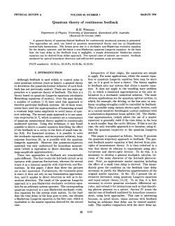 Quantum theory of continuous feedback - UQ eSpace