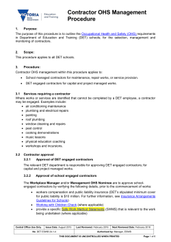 Contractor OHS Management Procedure