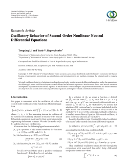 Research Article Oscillatory Behavior of Second