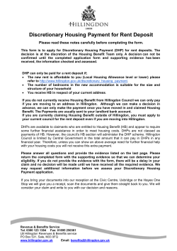 Discretionary Housing Payment for Rent Deposit and/or Rent in