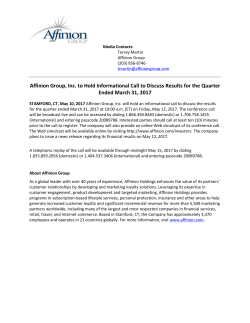 Affinion Group, Inc. to Hold Informational Call to Discuss Results for