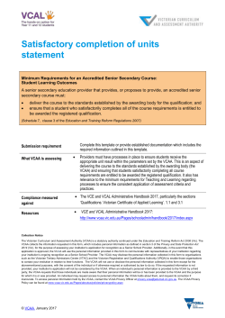 Satisfactory completion of units statement