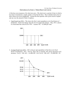 Derivation of a Firm`s 7 Short-Run Cost Curves