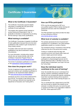 Certificate 3 Guarantee RTO fact sheet