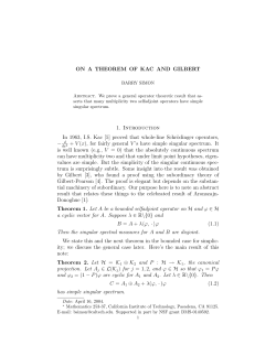 ON A THEOREM OF KAC AND GILBERT 1 - Mathematics