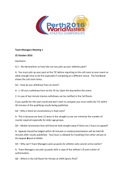 Team Managers Meeting 1 25 October 2016 Questions
