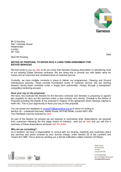 Cover letter - Genesis Housing Association