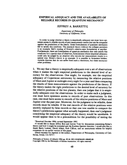 EMPIRICAL ADEQUACY AND THE A V AILABILITY OF RELIABLE