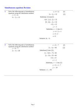 Simultaneous equations Revision