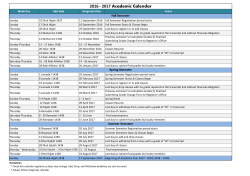 2016 - 2017 Academic Calendar