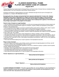 classics basketball teams player and parent code of conduct