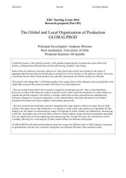 The Global and Local Organization of Production GLOBALPROD