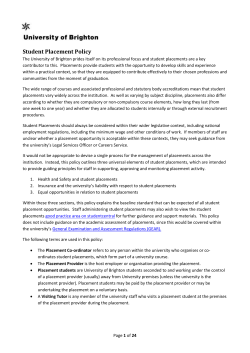Student Placement Policy - Staffcentral