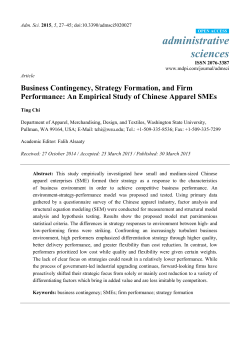 Business Contingency, Strategy Formation, and Firm