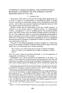 A Comment on the Foreign Agents Registration Act of 1938