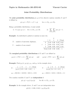 Topics in Mathematics 201-BNJ-05 Vincent Carrier Joint Probability