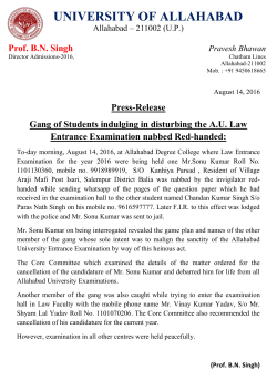 Prof. BN Singh - University of Allahabad