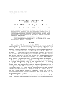THE MATHEMATICAL SOCIETY OF SERBIA&mdash;60 YEARS Vladimir