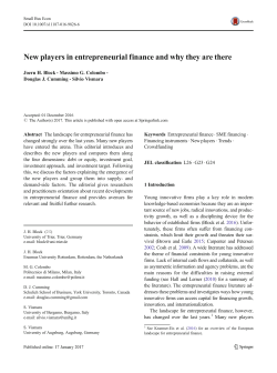 New players in entrepreneurial finance and why they are there