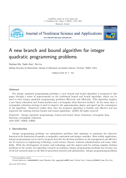 A new branch and bound algorithm for integer quadratic