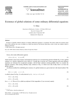 Existence of global solutions of some ordinary