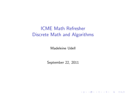 ICME Math Refresher Discrete Math and Algorithms