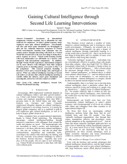Gaining Cultural Intelligence through Second Life Learning