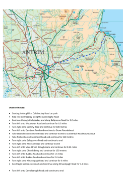 Outward Route: Starting in Ahoghill at Cullybackey Road car park