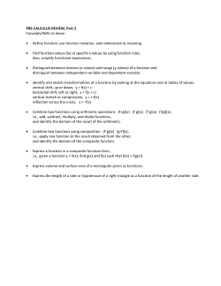 PRE-CALCULUS REVIEW, Part 2 Concepts/Skills to know: &bull; Define