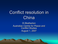 Conflict resolution in China - University of South Australia