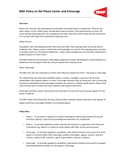 BWF Policy on the Player Career and Entourage