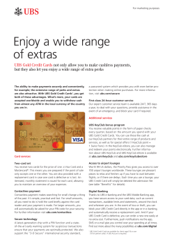 Gold Credit Card product information sheet