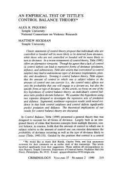 AN EMPIRICAL TEST OF TITTLE`S CONTROL BALANCE THEORY*