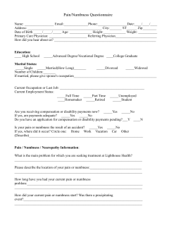 Pain/Numbness Questionnaire Name: Email: : :____/____/____