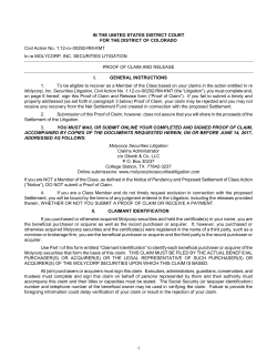 Proof of Claim and Release form