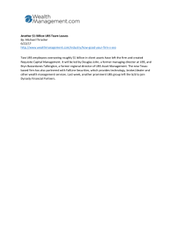 Another $1 Billion UBS Team Leaves By: Michael Thrasher 6/22/17