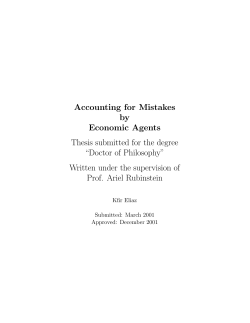 Accounting for Mistakes by Economic Agents Thesis submitted for