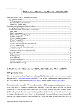 Spacecraft Thermal Modelling