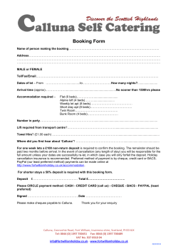 Booking Form - Fort William Holiday