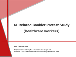 AI Related Booklet Pretest - Avian and Pandemic Influenza