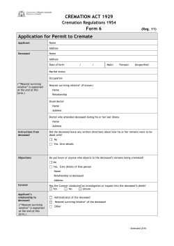 Form 6: Application for permit to cremate