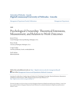 Psychological Ownership: Theoretical Extensions, Measurement