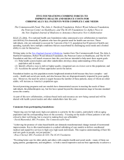 FIVE FOUNDATIONS COMBINE FORCES TO IMPROVE HEALTH