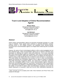 Trust In and Adoption of Online Recommendation Agents