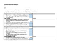 Small Business Written Business Plan Scorecard Team