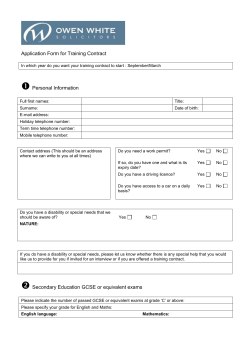 Application Form for Training Contract