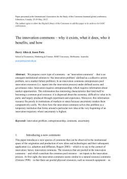 The innovation commons &ndash; why it exists, what it does, who it benefits