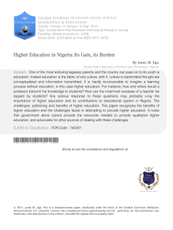 Higher Education in Nigeria: Its Gain, its Burden
