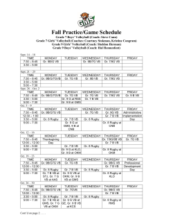 Fall Practice/Game Schedule